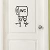 1pc Cartoon "WC" Vinyl Sticker Humorous Toilet Wall Art Glossy Finish Geometric Pattern Ideal for Bathroom Decor And Accessories