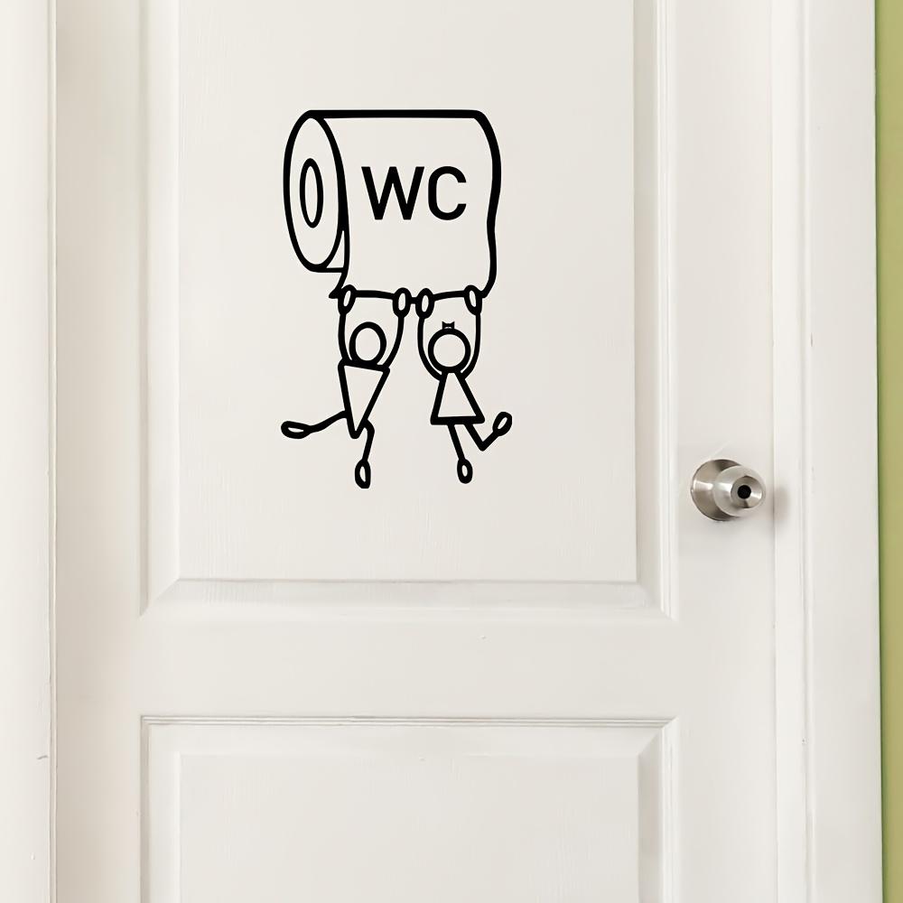 1pc Cartoon "WC" Vinyl Sticker Humorous Toilet Wall Art Glossy Finish Geometric Pattern Ideal for Bathroom Decor And Accessories