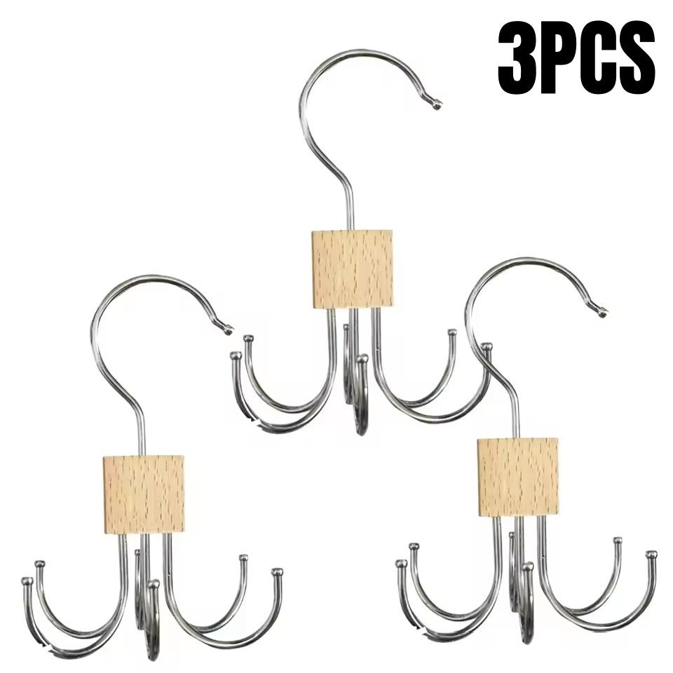 1/2/3/5Pcs 360° Rotating Storage Hanger Hook Multi-Claw Metal Belts Rack Wardrobe Organizer Bras Ties Scarves Closet Supplies