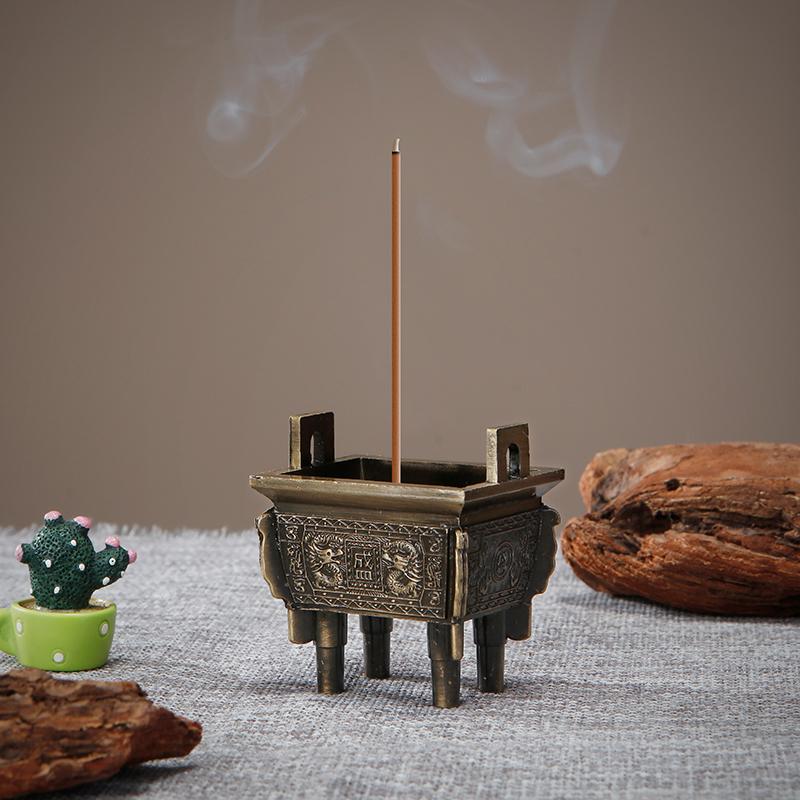Chinese Bronze Tripod Incense Burner Metal Gourd-shape/Nine-hole Incense Holder Incense Stick Holder for Yoga Meditation Decor