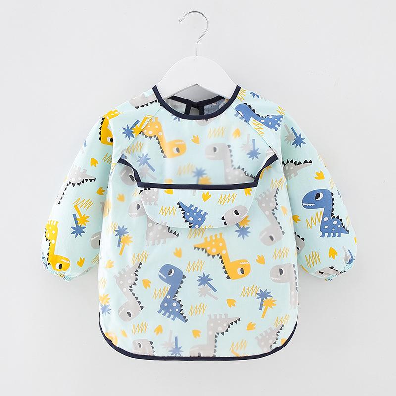 Children's Long Sleeve Waterproof Cotton Bib for Babies - Stain-Resistant, Back-Fastening for Boys & Girls