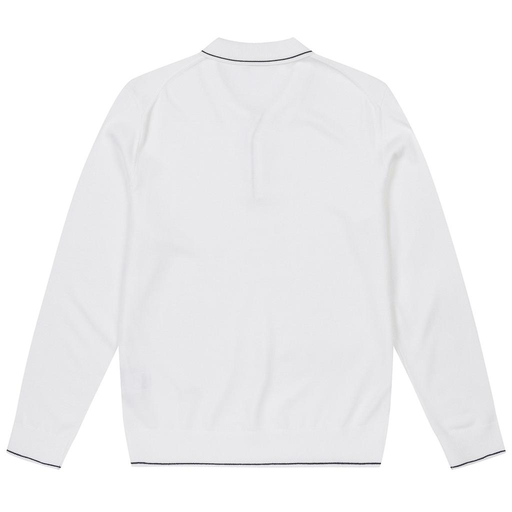 FERRAROMILANO Men'S Solid Long Sleeve Collared Sweater White (Am0Dts10131)