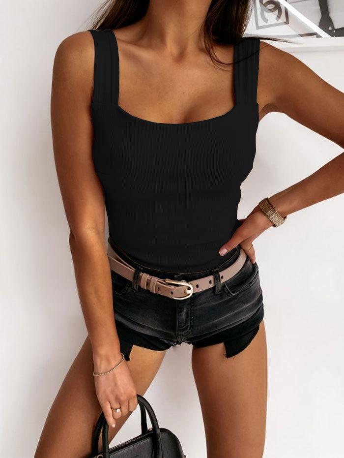 

Один комір, Низький виріз, Майка, Жилет, Топ S чорний