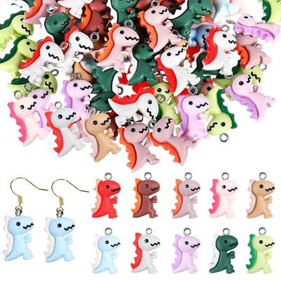 5/10/20pcs Random Mixed Fun Creative Dinosaur Pendant Pendant Resin Bracelet Necklace Earrings Keychain