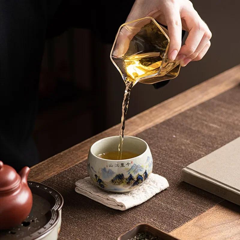 1 Pc Chinese Vintage Ice Crack Glaze Tea Cup Handmade Porcelain Tea Bowl Master Teacup Personal Meditation Cup Teaware 130ml