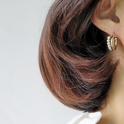 Metal Twin Pearl Line Earrings (Double Row Style)