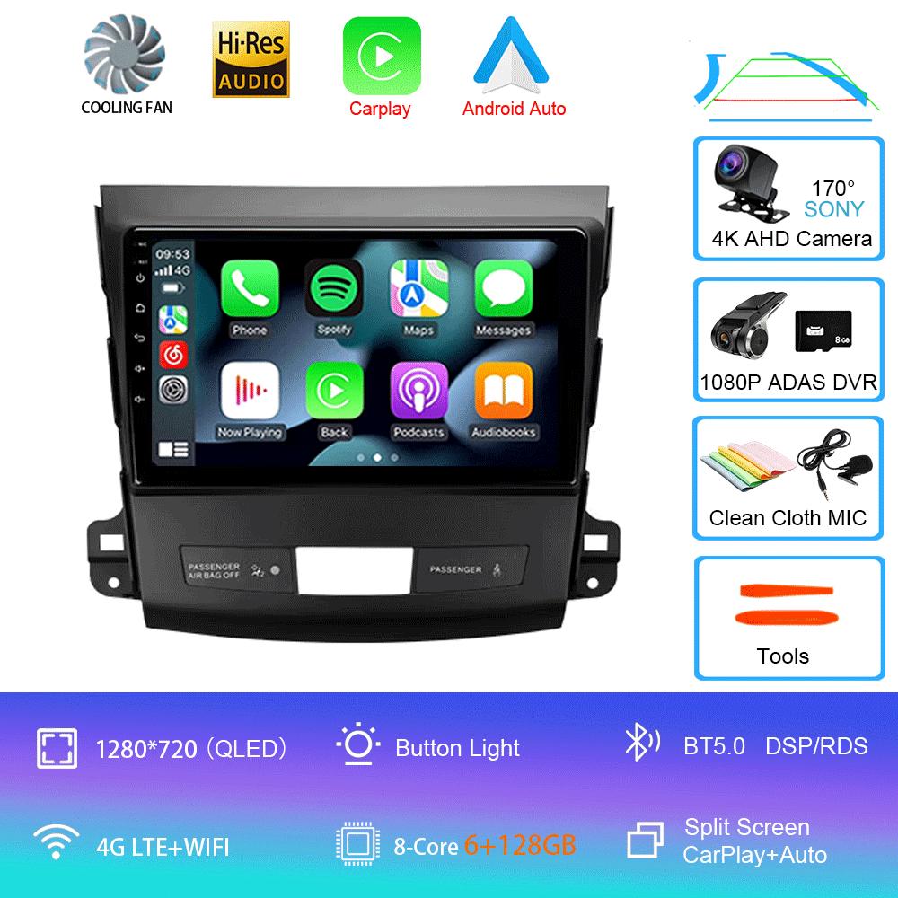 Car Radio Android 14 Carplay For Mitsubishi Outlander 2006-2011 Peugeot 4007 Citroen C-Crosser GPS Multimedia Player Stereo 2din