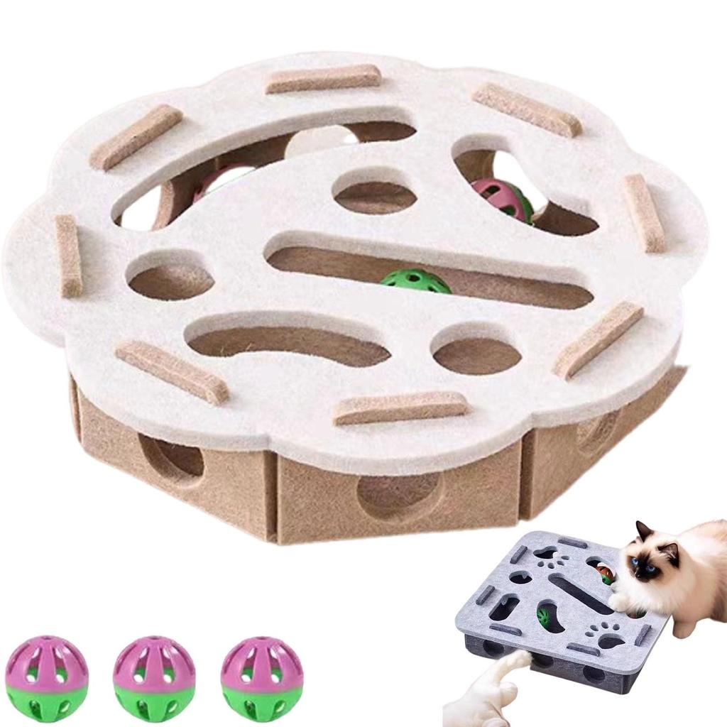 Nailfile Enrichment Box With Bell For Indoor sscratchingand Hunting Mental Felt Maze Box Scratchpuzzleenrichment Box