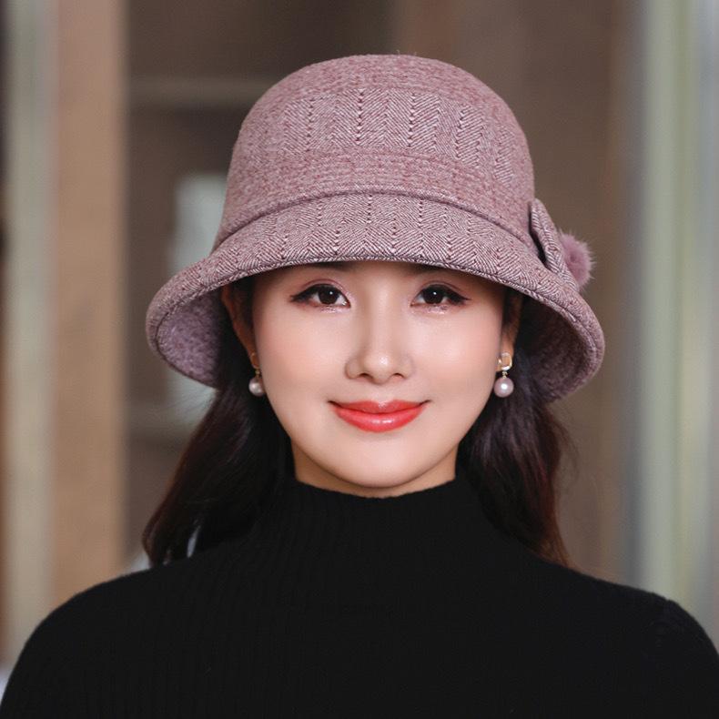 Mom Hat Women'S Season Bucket Hat Versatile Basin Hat Casual Bow Warm Old Man Hat