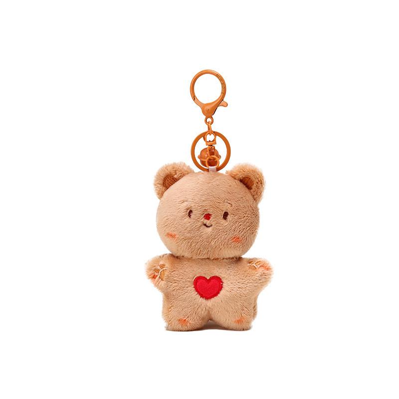 Playful Brown Plush And Pink Bear Keychain Fun And Stylish Key Holder Accessory
