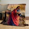 Shepherd Holding Lamb Pastoral Scene BlanketFlannel Blanket for Bedroom, Living Room, Sofa, and Nap