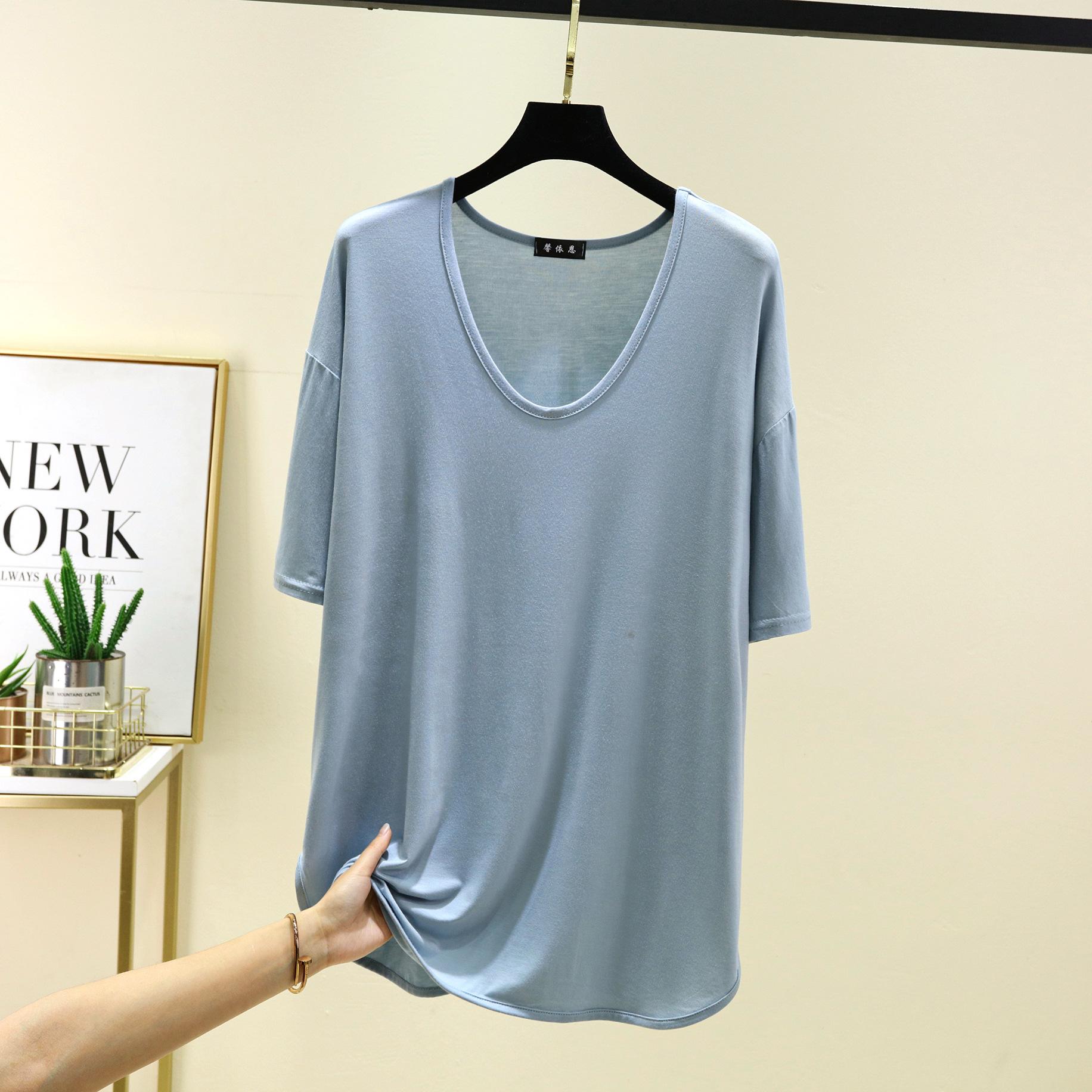 

Футболки Modal Arc с коротким рукавом и круглым вырезом Свободная футболка Большого размера Повседневный базовый слой Топы летние тонкие майки универсальные футболки XL