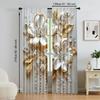2Pcs Floral Botanical Print Curtains Rod Hole Design Polyester Perfect For Living Room Bedroom Kitchen Elegant Home Decor