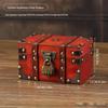Vintage Wooden Treasure Chest with Lock - Jewelry Box & Film Prop
