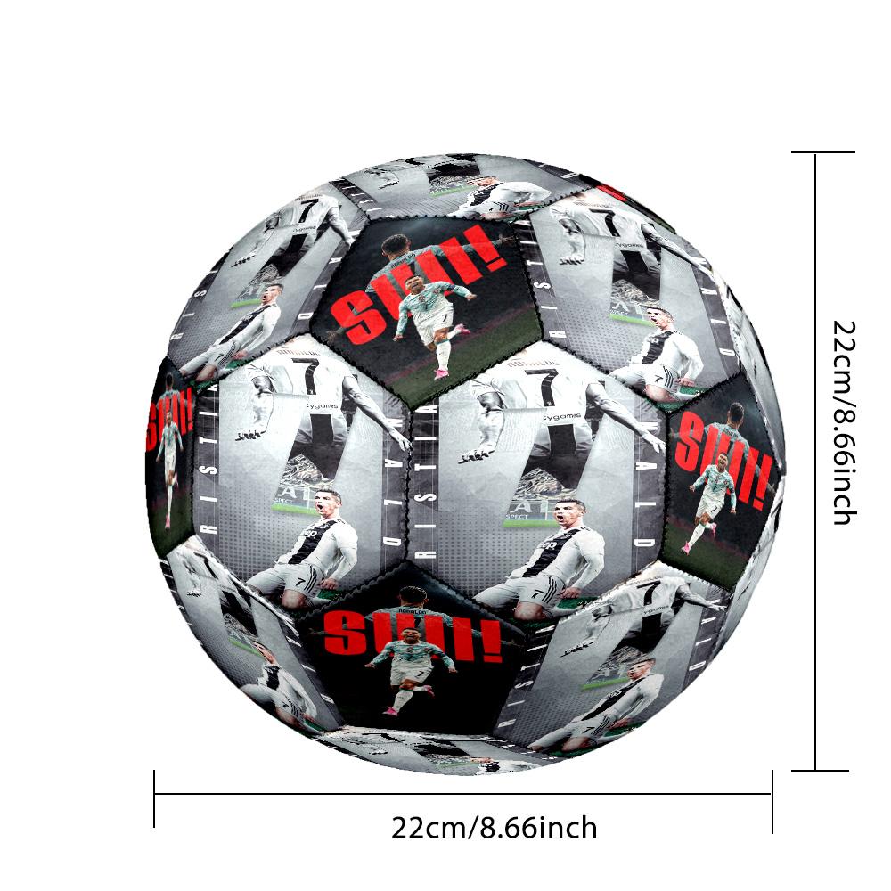 Ronaldo's Cr7 Football Legend Soccer Ball Size 5 Football Machine-Stitched Indoor/Outdoor Training and Matches Soccer Accessory