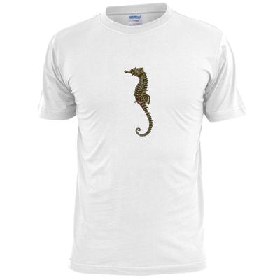 Mens Colourful Seahorse Sketch T Shirt Wildlife Sea Life Oceans
