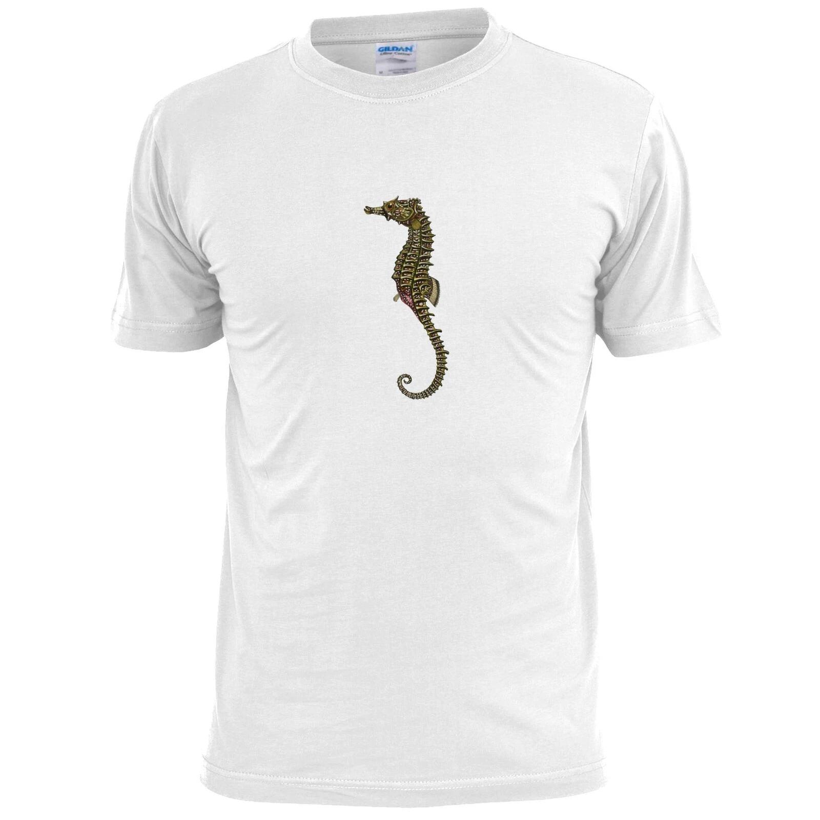 Mens Colourful Seahorse Sketch T shirt Wildlife Sea Life Oceans XL