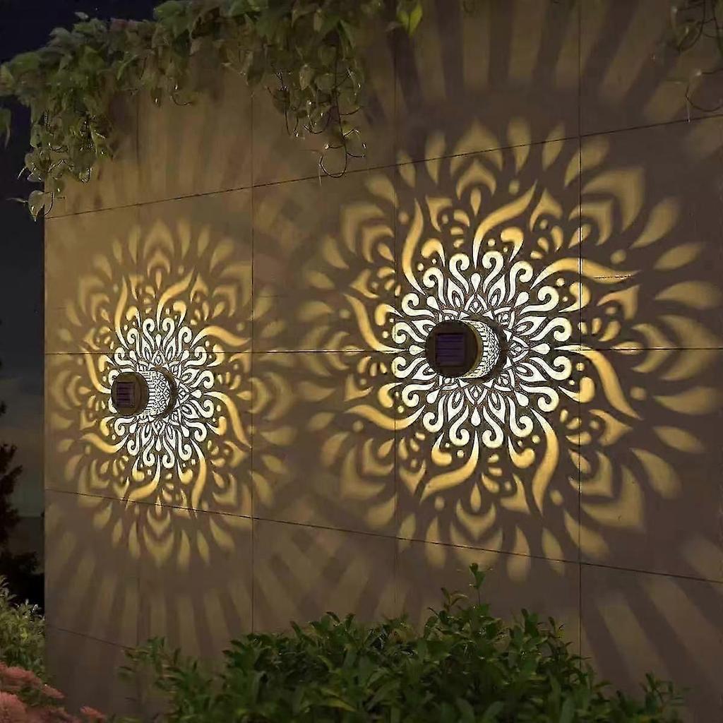 2026 Hot!! Iron sunflower mandala hollow projection solar light courtyard decorative light villa lawn atmosphere light