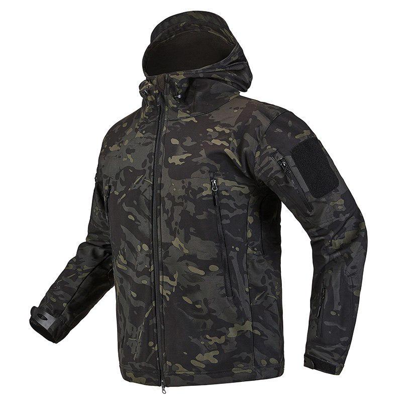 Veste militaire softshell pour homme, veste de camouflage tactique en polaire imperméable, manteau coupe-vent d'extérieur à capuche en peau de requin