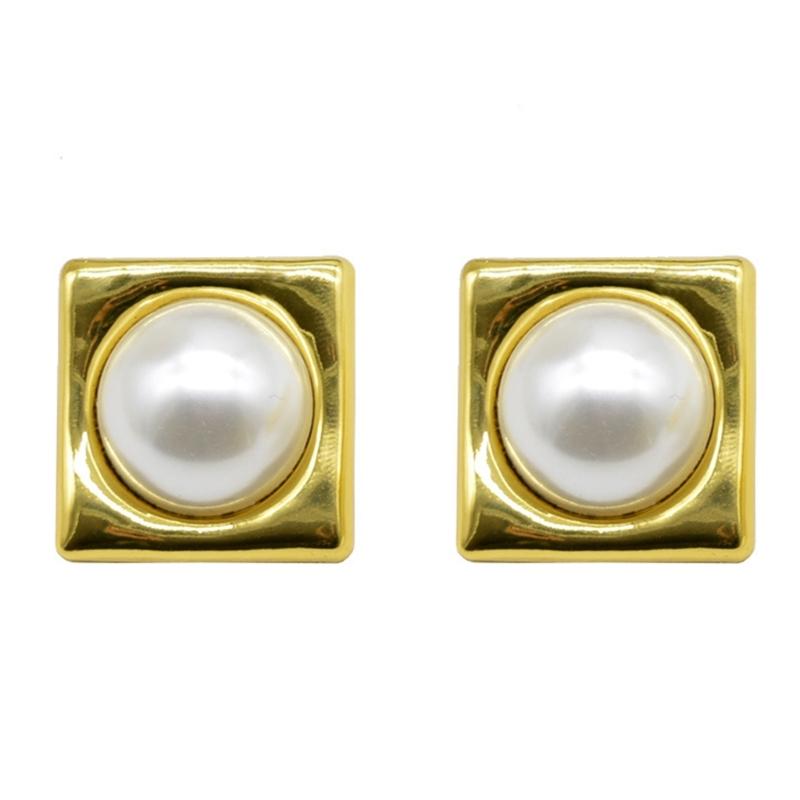 Vintage Geometrické Čtvercové Perlové Náušnice pro Ženy Retro Designy Přenosné a Pohodlné na Párty nebo pro Každodenní Nošení