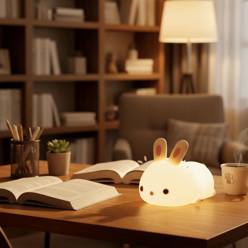 Portable Touch Sensor Rabbit Night Light Silicone Colorful LED Night Lights Dimmable 16 Colors Bunny Lamp Gift
