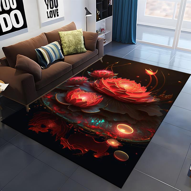 Lotus Flower Carpet for Living Room Home Decoration Sofa Table Big Area Rugs Bathroom Non-slip Floor Mats Bedroom Bedside Carpet