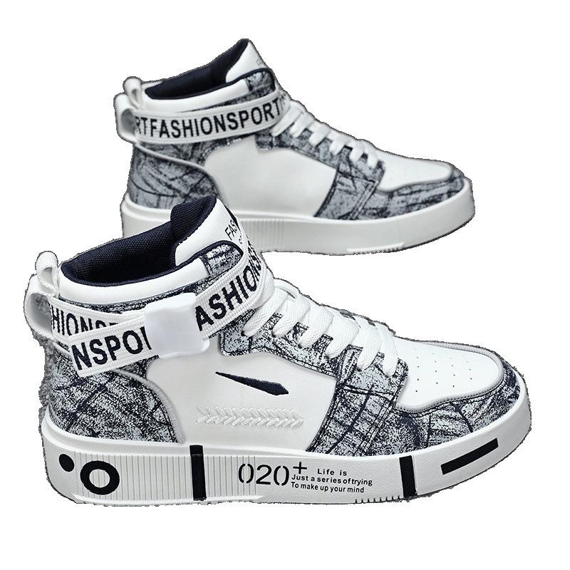 Men's High Top Vulcanized Shoes Fashion Buckle Platform Shoes Comfort Non-slip Wear-resistant Casual Sneakers Zapatos Para Mujer