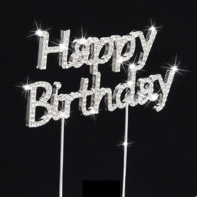 Crystal Rhinestone "Happy Brithday" Cake Topper Anniversary Decoration