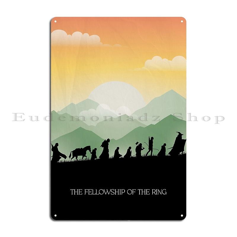 Herr der Ringe Die Gefährten Minimales Poster Metallschilder Vintage Wand Wanddeko Design Club Blechschild Poster