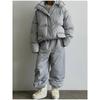 Thick Loose Hooded Jacket Pants Set Winter 2026 Casual Outfit Women