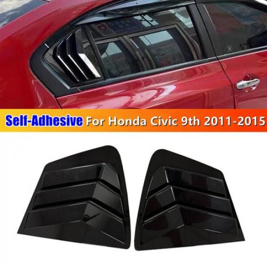 Gloss Black Side Vent Window Scoop Louver Cover Trim For Honda Civic 2011-2015