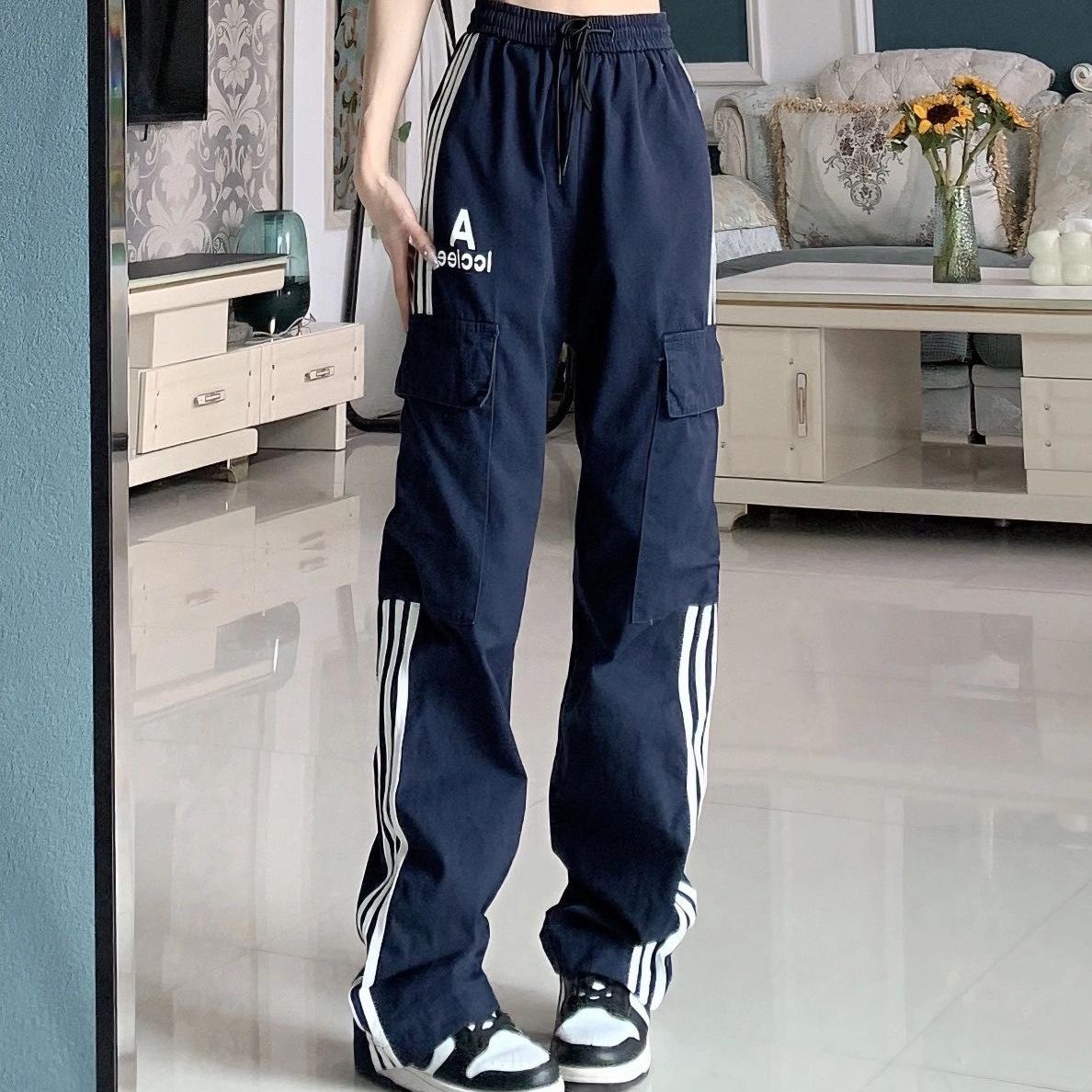 

Повседневная уличная одежда, спортивные штаны-карго в стиле Харадзюку, спортивные штаны для бега, мешковатые шаровары для женской одежды XL темно-синий