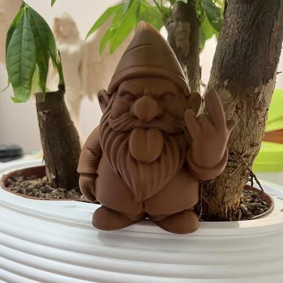 Umbra Studio Funny 3D Printed Garden Gnome Statue, Quirky Tongue Out Figurine with Hand Gesture, DIY Paintable Desk Office Decor, Cute Yard