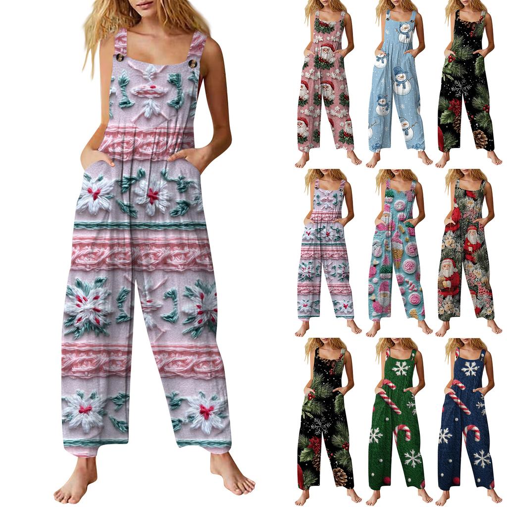 Damen Casual Overalls Jumpsuits Verstellbare Träger Ärmellos Sommer Niedlich Bequem Strampler Mit Tasche