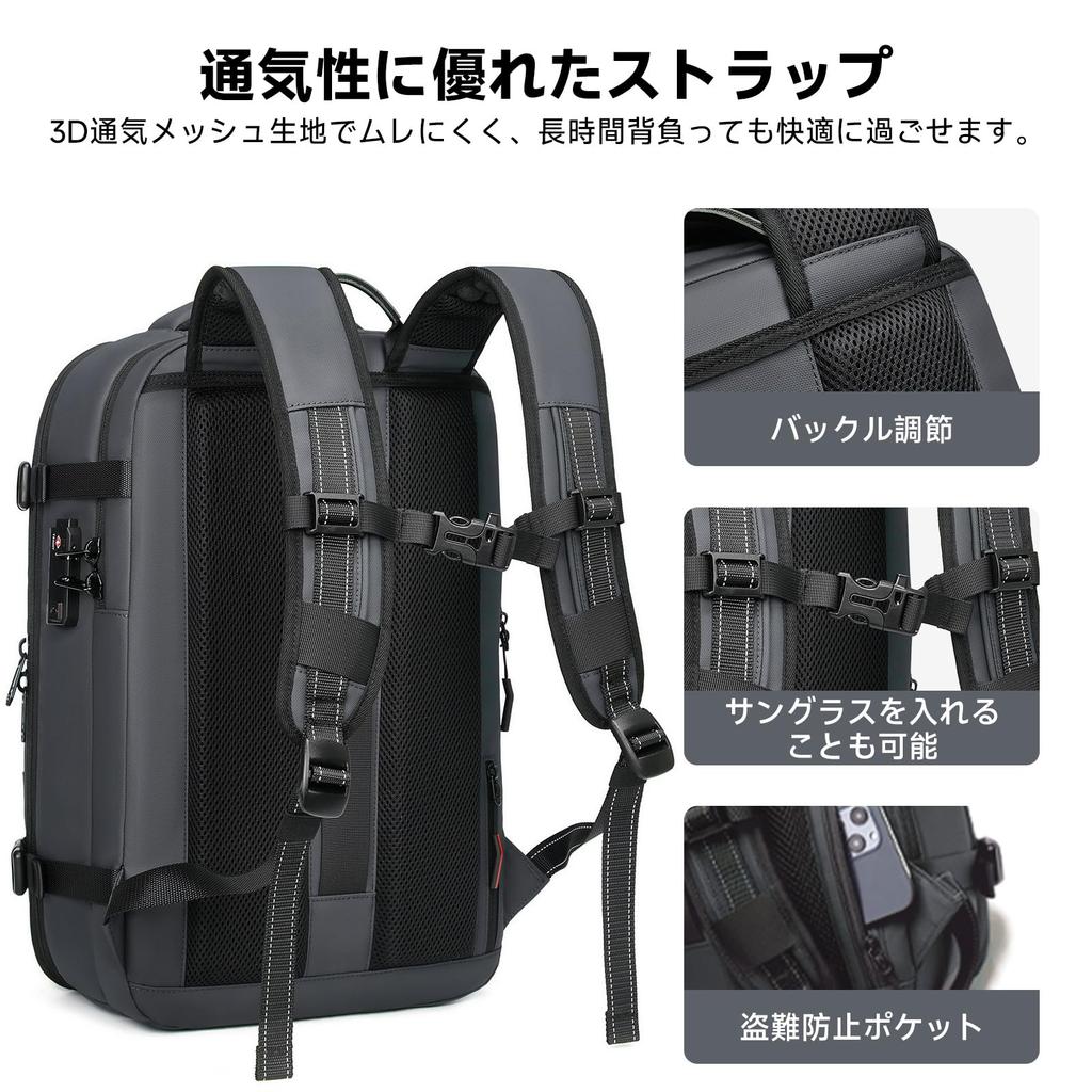 Sea Choice Men's Business Backpack, Vacuum Compression, Expandable, 50L Capacity, Water-Repellent, Fits 17-inch Laptops and A4 Sizes, TSA Lockable,