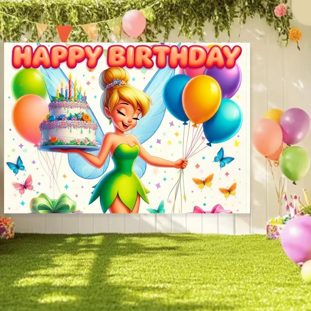 Peter Pan Tinker Bell Birthday Party Decoration Cake Topper Balloon Princess Forest Elf Background Banner Boy Girl Gifts