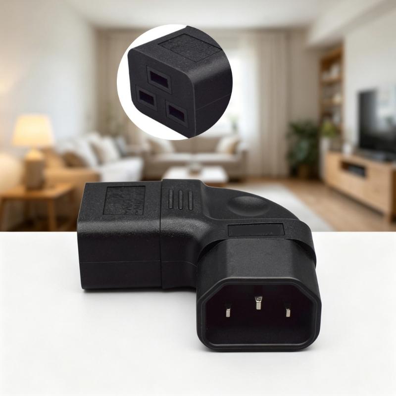 Heavy Duty C14 to C19 Power Cord Adapters 10A Input 15A Output 90 Degree Bend PDU Converters for Industrial Devices