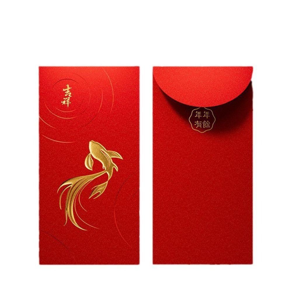 5/6/8pcs Traditional Red Packet Paper Luck Pocket New Year Blessing Red Envelope  Chinese Wedding