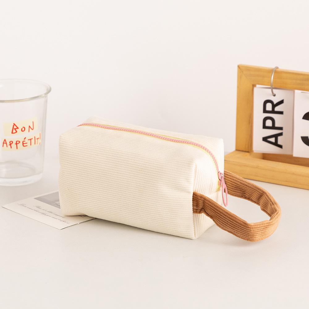 Handheld Corduroy Makeup Bag Case Women Cosmetic Bag Large Capacity Lipsticks Mobile Phone Pouch Toiletry Bag Travel Organizer