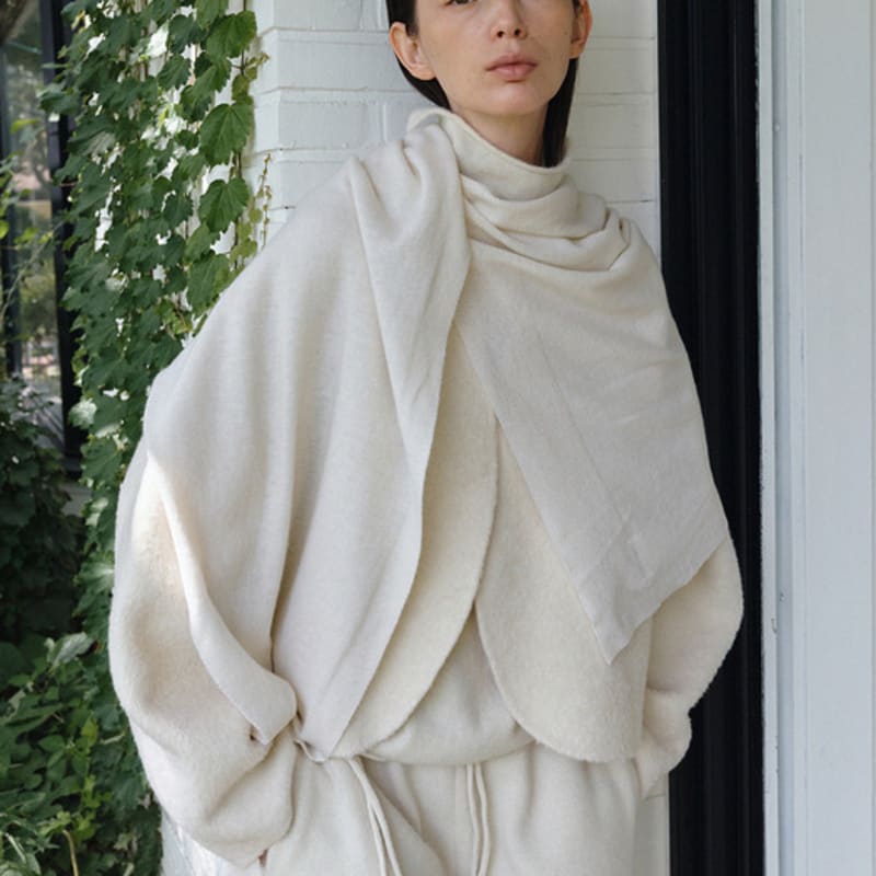 RRACE Wrap Knit Scarf_Ivory