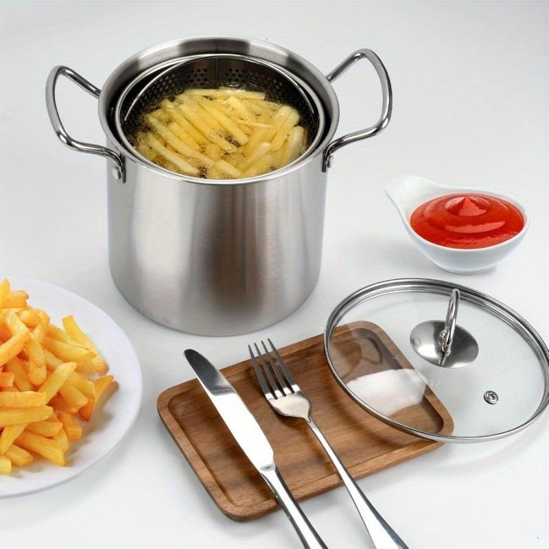 3.5 Stainless Steel Deep Fryer L with Oil Droplet Drain and Wide Mouthed Pot Suitable for Parties, Kitchens and Restaurants.