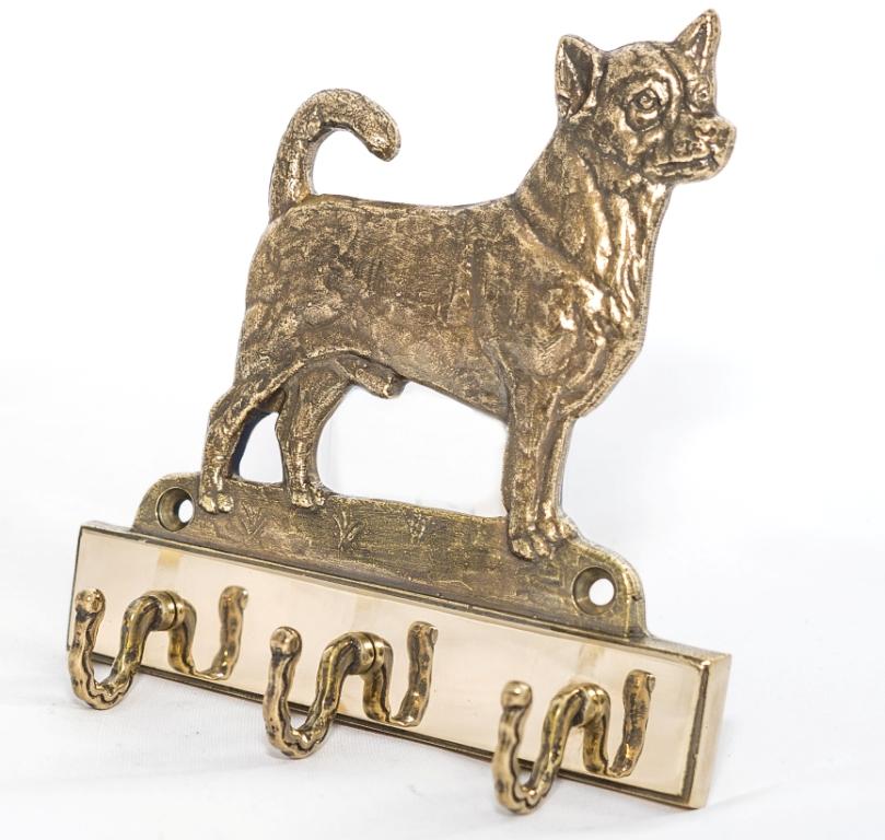 Chihuahua Krótkowłosy - Wieszak Na Klucze Z Psem, Mosiężny Uchwyt Na Psie Akcesoria, Elegancka Ozdoba Do Korytarza Marki Art-Dog