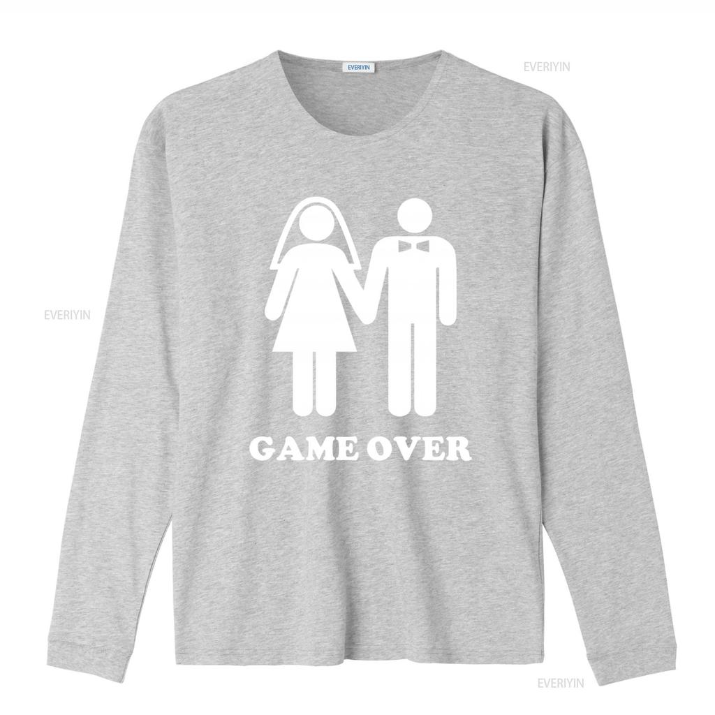 Funny Game Over Design Bachelor Party Men Wedding Groom T Shirt vintage Washed designer clothes Comfortable graphic Casual