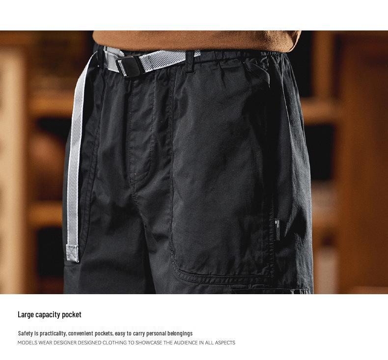 Anyang Men's 2024 Summer Workwear Trend Loose Mid-Length Belted Casual Shorts