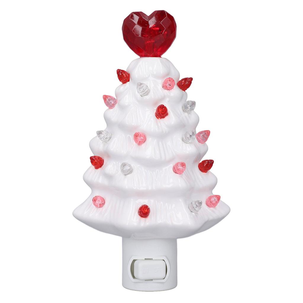 Xmas Tree Night Light Ceramic LED Plug Into Wall Decorative Lamp for Home Kids Room Bedroom Hallway