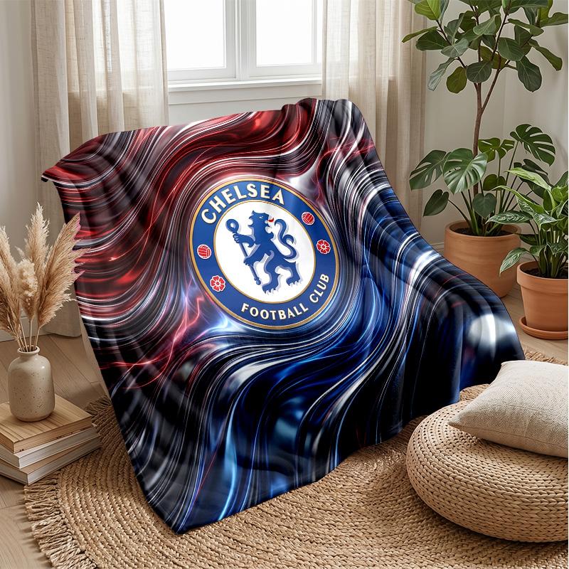 Chelsea FC Theme Blanket Soft Flannel Blanket Plush Throw Blanket Cozy Sofa Bed Blanket for Home Decor