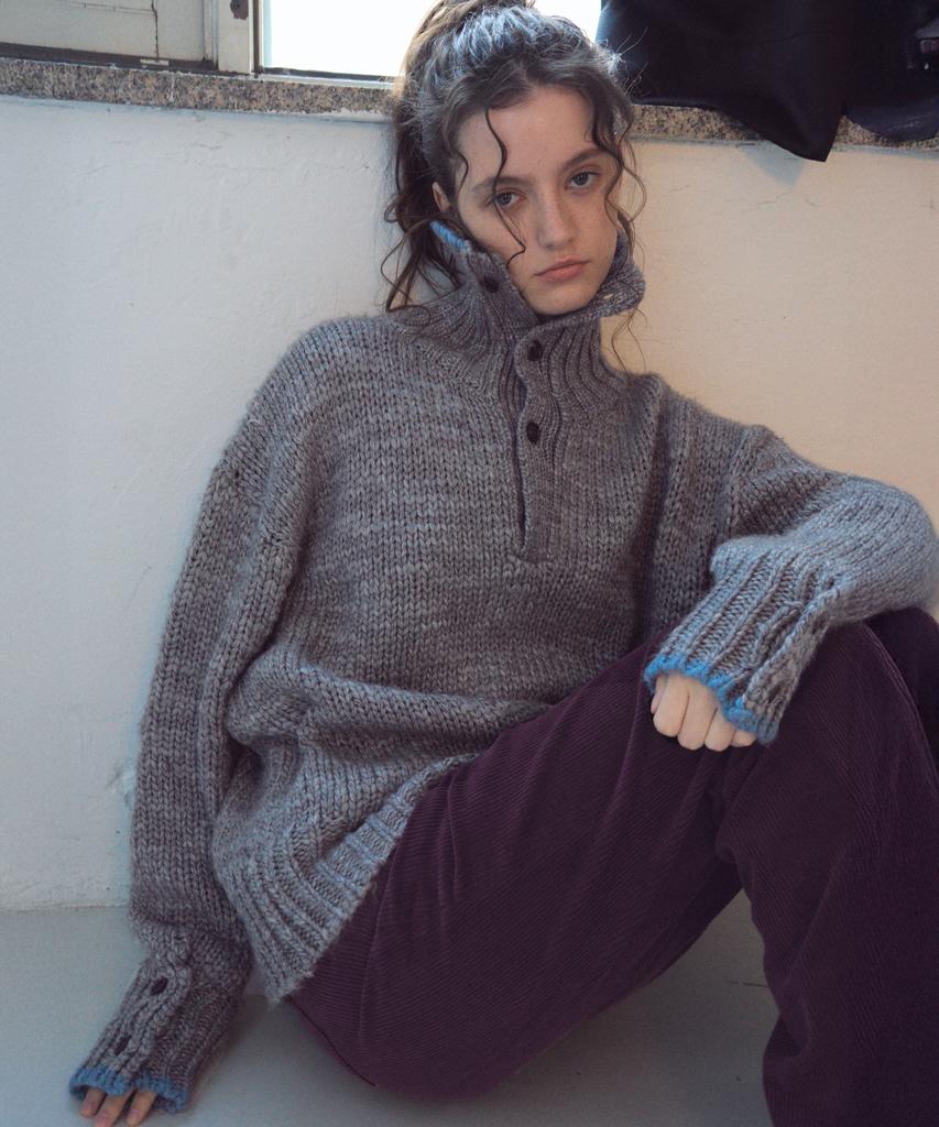 CITTA Wool High-Neck Heavy Knit_Ctk254(Grey)