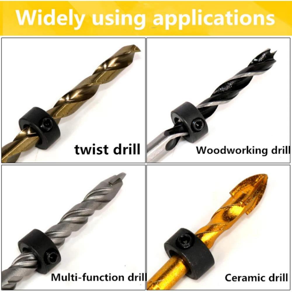 Drill Stoper Collar Set Stop Bit Ring Shaft Limit Metric Lock Steel Press Depth Ajustable Positioner Hole Guide Woodwork Tools