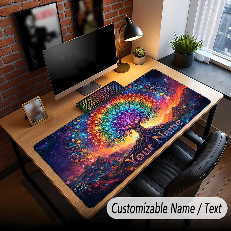 Tree of Life Theme Custom Mouse Pad Personalized With Name Text Customized Desk Mat For Office Home Decor