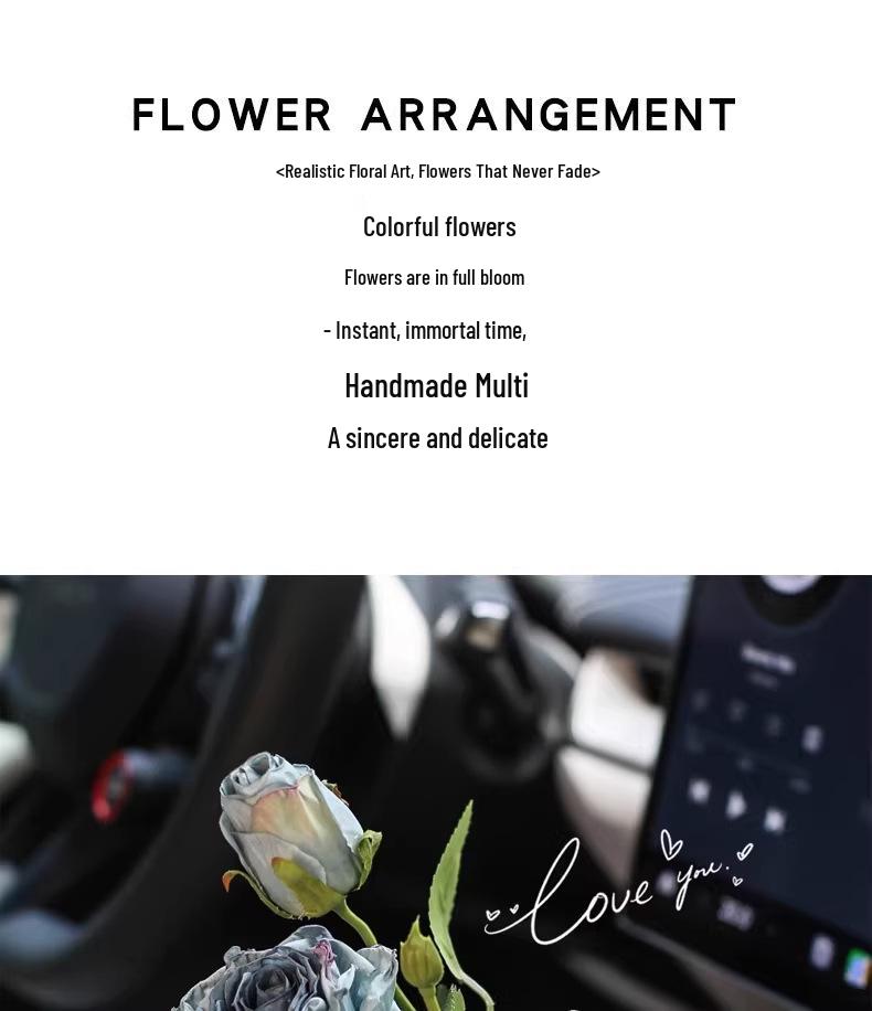 Burnt Edge Rose Imitation Oil Painting for Car Interior Decoration – Cup Holder Floral Ornament